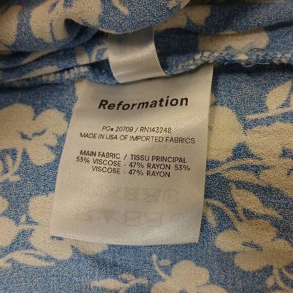 Reformation womens size 10 amethyst dress midi square neck ruffle blue floral - Picture 9 of 10